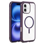 For iPhone 16 Plus Solid Color Edge Transparency MagSafe Magnetic Phone Case(Dark Purple)