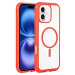 For iPhone 16 Plus Solid Color Edge Transparency MagSafe Magnetic Phone Case(Red)