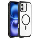 For iPhone 16 Plus Solid Color Edge Transparency MagSafe Magnetic Phone Case(Black)