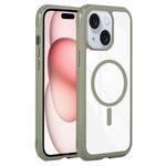 For iPhone 14 Plus / 15 Plus Solid Color Edge Transparency MagSafe Magnetic Phone Case(Army Green)