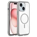 For iPhone 15 / 14 / 13 Solid Color Edge Transparency MagSafe Magnetic Phone Case(Grey)