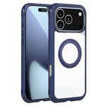 For iPhone 17 Pro Max Solid Color Edge Transparency Rotation Holder MagSafe Phone Case(Royal Blue)