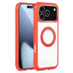 For iPhone 17 Pro Max Solid Color Edge Transparency Rotation Holder MagSafe Phone Case(Red)