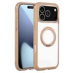 For iPhone 17 Pro Solid Color Edge Transparency Rotation Holder MagSafe Phone Case(Brown)