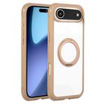 For iPhone 17 Air Solid Color Edge Transparency Rotation Holder MagSafe Phone Case(Brown)