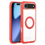 For iPhone 17 Air Solid Color Edge Transparency Rotation Holder MagSafe Phone Case(Red)