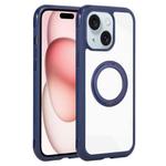 For iPhone 14 Plus / 15 Plus Solid Color Edge Transparency Rotation Holder MagSafe Phone Case(Royal Blue)