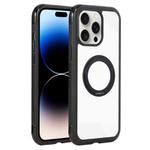 For iPhone 14 Pro / 13 Pro Solid Color Edge Transparency Rotation Holder MagSafe Phone Case(Black)