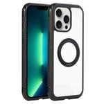 For iPhone 13 Pro Max / 12 Pro Max Solid Color Edge Transparency Rotation Holder MagSafe Phone Case(Black)