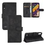 For LG K22 Solid Color Skin Feel Magnetic Buckle Horizontal Flip Calf Texture PU Leather Case with Holder & Card Slots & Wallet(Black)