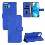 For OPPO  F17 Pro / A93 / Reno4 Lite Solid Color Skin Feel Magnetic Buckle Horizontal Flip Calf Texture PU Leather Case with Holder & Card Slots & Wallet(Blue)