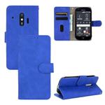 For Fujitsu F-42A / F-01L Solid Color Skin Feel Magnetic Buckle Horizontal Flip Calf Texture PU Leather Case with Holder & Card Slots & Wallet(Blue)