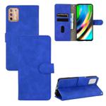 For Motorola Moto G9 Plus Solid Color Skin Feel Magnetic Buckle Horizontal Flip Calf Texture PU Leather Case with Holder & Card Slots & Wallet(Blue)