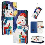 For Redmi A1 4G / A2 4G Christmas Series Buckle Leather Phone Case with Hand Strap(Gift Box Snowman)