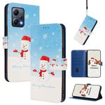 For Redmi Note 12 5G Global / Xiaomi Poco X5 Christmas Series Buckle Leather Phone Case with Hand Strap(Snowflake Snowman)