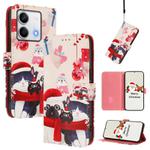 For Redmi Note 13 5G Global Christmas Series Buckle Leather Phone Case with Hand Strap(Christmas Animals)