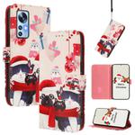 For Xiaomi 12 5G / 12X 5G / 12S 5G Christmas Series Buckle Leather Phone Case with Hand Strap(Christmas Animals)