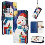 For Xiaomi 12T / 12T Pro / Redmi K50 Ultra Christmas Series Buckle Leather Phone Case with Hand Strap(Gift Box Snowman)