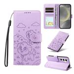 For Samsung Galaxy S24+ / S25+ 5G Embossed Heart Dog RFID Blocking Wallet Leather Phone Case(Purple)
