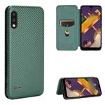 For LG K22 Carbon Fiber Texture Horizontal Flip TPU + PC + PU Leather Case with Card Slot(Green)