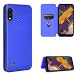 For LG K22 Carbon Fiber Texture Horizontal Flip TPU + PC + PU Leather Case with Card Slot(Blue)