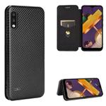 For LG K22 Carbon Fiber Texture Horizontal Flip TPU + PC + PU Leather Case with Card Slot(Black)