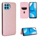 For OPPO F17 Pro / A93 / Reno4 Lite Carbon Fiber Texture Horizontal Flip TPU + PC + PU Leather Case with Card Slot(Pink)