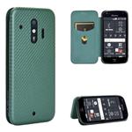 For Fujitsu F-42A / F-01L Carbon Fiber Texture Horizontal Flip TPU + PC + PU Leather Case with Card Slot(Green)