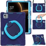 For Xiaomi Pad 7 Ultra Silicone Hybrid PC Tablet Case with Holder & Shoulder Strap(Navy Blue Blue)