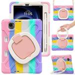 For Xiaomi Redmi K Pad 8.8 2025 Silicone Hybrid PC Tablet Case with Holder & Shoulder Strap(Colorful Pink)