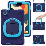 For Lenovo Tab K9 / One 8.7 Silicone Hybrid PC Tablet Case with Holder & Shoulder Strap(Navy Blue Blue)