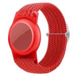 For AirTag xDfind Adjustable Nylon Braided Watch Band Style Anti-lost Tracker Protective Cover(Red)