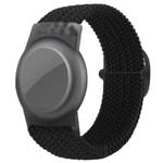 For AirTag xDfind Adjustable Nylon Braided Watch Band Style Anti-lost Tracker Protective Cover(Black)