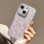 For iPhone 15 Plus Glitter Foil Diamond-encrusted Camera Frame TPU + IMD Phone Case(Purple)