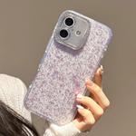 For iPhone 16 Plus Glitter Foil Diamond-encrusted Camera Frame TPU + IMD Phone Case(Purple)