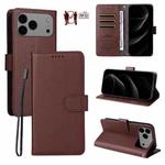 For iPhone 17 Pro Max Litchi Texture RFID Blocking 3-Card Wallet Leather Phone Case(Brown)