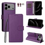 For iPhone 17 Pro Max Litchi Texture RFID Blocking 3-Card Wallet Leather Phone Case(Purple)