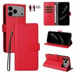 For iPhone 17 Pro Max Litchi Texture RFID Blocking 3-Card Wallet Leather Phone Case(Red)