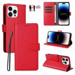 For iPhone 14 Pro Litchi Texture RFID Blocking 3-Card Wallet Leather Phone Case(Red)