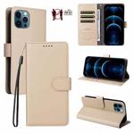 For iPhone 13 Pro Litchi Texture RFID Blocking 3-Card Wallet Leather Phone Case(Beige)