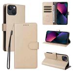 For iPhone 13 mini Litchi Texture RFID Blocking 3-Card Wallet Leather Phone Case(Beige)
