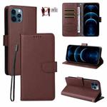 For iPhone 12 Pro Max Litchi Texture RFID Blocking 3-Card Wallet Leather Phone Case(Brown)