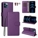 For iPhone 12 Pro Max Litchi Texture RFID Blocking 3-Card Wallet Leather Phone Case(Purple)
