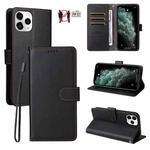 For iPhone 11 Pro Max Litchi Texture RFID Blocking 3-Card Wallet Leather Phone Case(Black)