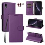 For iPhone XR Litchi Texture RFID Blocking 3-Card Wallet Leather Phone Case(Purple)