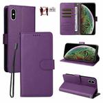 For iPhone XS Max Litchi Texture RFID Blocking 3-Card Wallet Leather Phone Case(Purple)