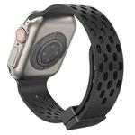 For Apple Watch 42 / 44 / 45 / 46 / 49mm xDfind Magnetic Clasp Silicone Watch Band(Black)