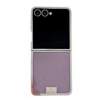 For Samsung Galaxy Z Flip6 Plating Frame Glitter Paper Nameplate Full Coverage Phone Case(Purple)