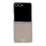 For Samsung Galaxy Z Flip6 Plating Frame Glitter Paper Nameplate Full Coverage Phone Case(Gold)
