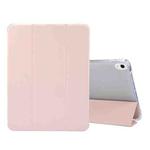 For iPad Air 2022 / 2020 10.9 3-folding Electric Pressed Skin Texture Smart Leather Tablet Case (Light Pink)